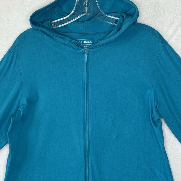 LL Bean Bright Blue Full Zip Hooded 3/4 Sleeve Beach Swim Cover Up Dress Small - Picture 3 of 14